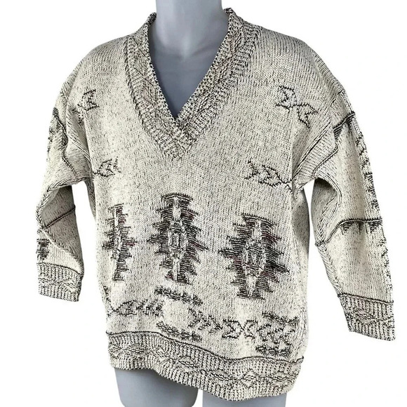 Vintage Equipt Mens L-XL Aztec Pullover Sweater Southwestern Cotton Blend Hippie - Picture 9 of 16